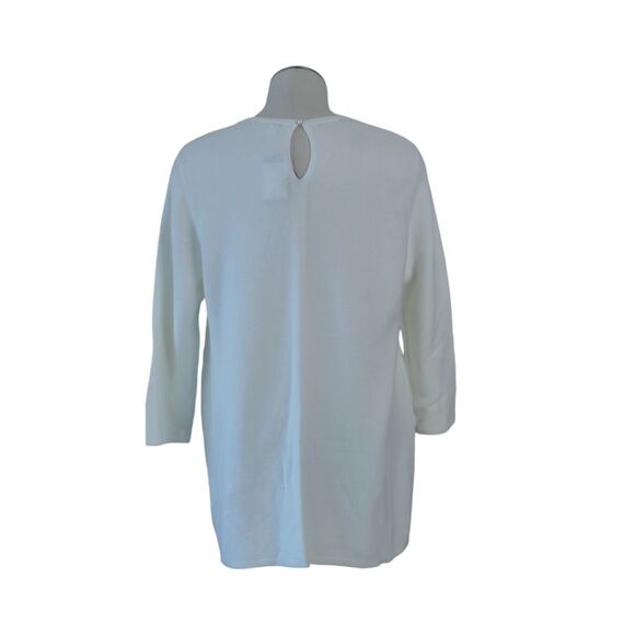 NWT J. Jill Sz XL Cream Round Neck Sweater Tunic Pearl Like Beaded Front - Picture 4 of 12